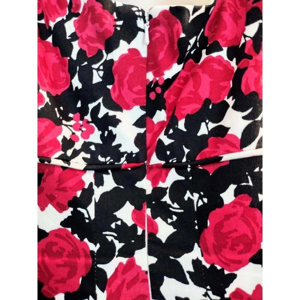 White House Black Market Empire Waist Cocktail Dress Red Black Floral Berries 4 - Picture 9 of 12